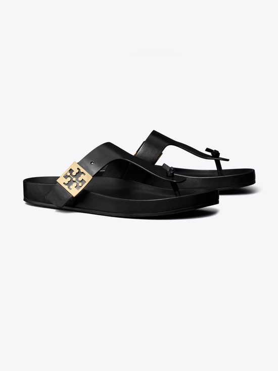 Tory Burch Shoes - Tory Burch Black Leather Mellow T-Strap Sandals
